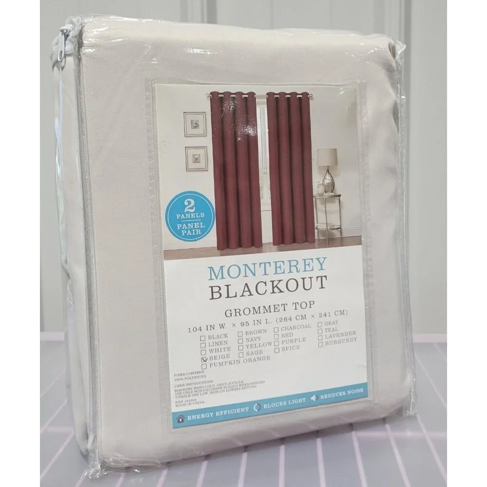 GoodGram Monterey 2 Light Beige Blackout & Grommet Curtain Panel Set 52